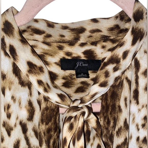 NWOT J.Crew Leopard Blouse with Tie Blouse Women's Top - Picture 2 of 4